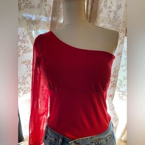 Elegant One-Shoulder Red Dress